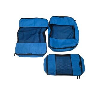 TravelWise Nylon Luggage Organization Packing Cubes, Blue, 3 Sizes